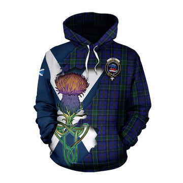 Tartan Vibes Clothing Weir Tartan Family Crest Cotton Hoodie Scottish Thistle Celtic Inspired