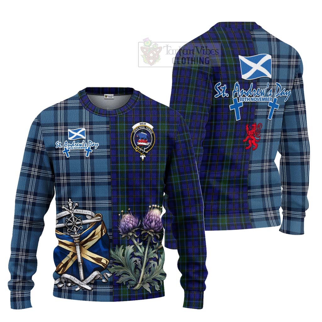 Tartan Vibes Clothing Weir Tartan Knitted Sweater Happy St. Andrew's Day Half Tartan Style