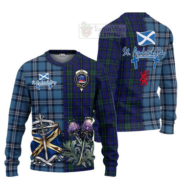 Tartan Vibes Clothing Weir Tartan Knitted Sweater Happy St. Andrew's Day Half Tartan Style