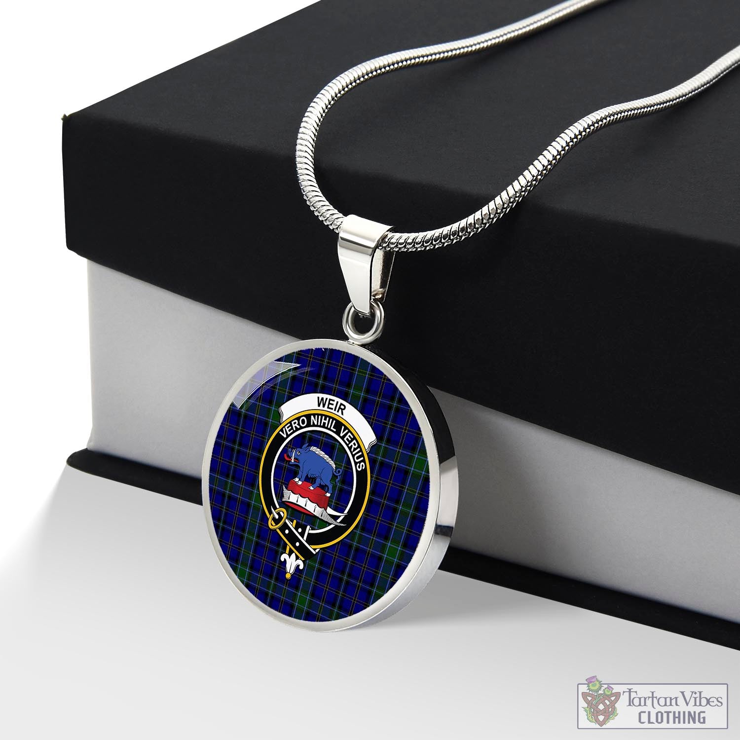 Tartan Vibes Clothing Weir Tartan Circle Necklace with Family Crest