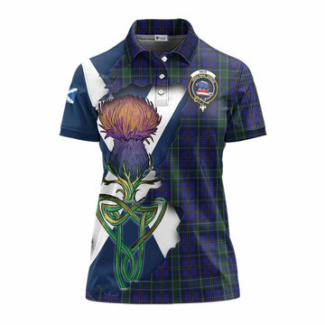 Tartan Vibes Clothing Weir Tartan Family Crest Women's Polo Shirt Scottish Thistle Celtic Inspired