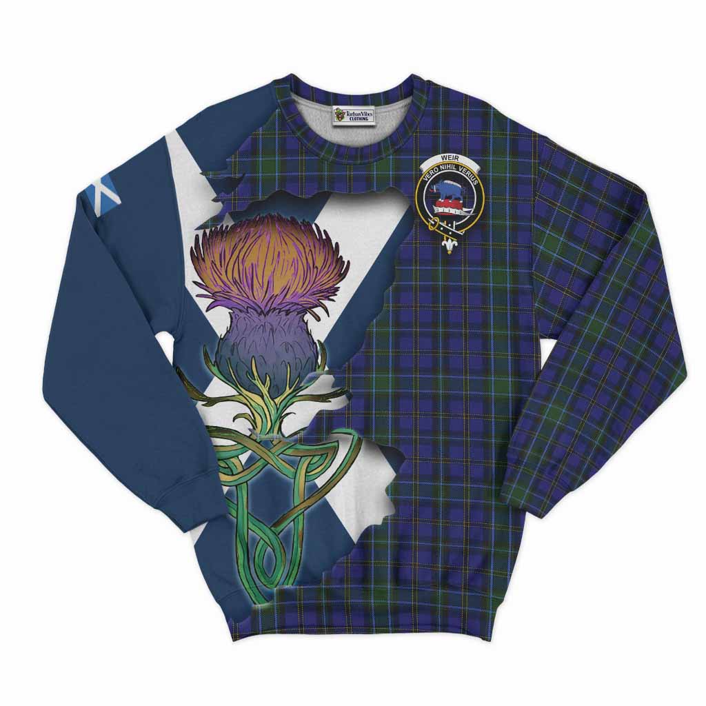 Tartan Vibes Clothing Weir Tartan Family Crest Sweatshirt Scottish Thistle Celtic Inspired