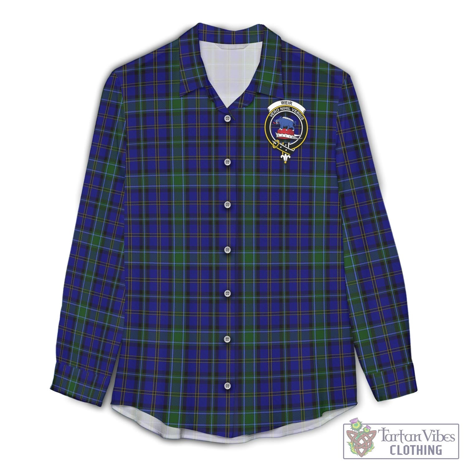 Tartan Vibes Clothing Weir Tartan Womens Casual Shirt with Family Crest