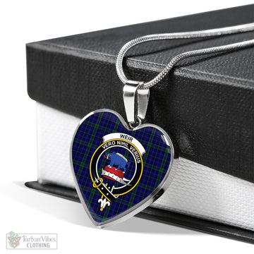 Weir Tartan Heart Necklace with Family Crest