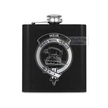 Tartan Vibes Clothing Weir Crest Hip Flask Set 7oz Black Stainless Steel with A Gift Box