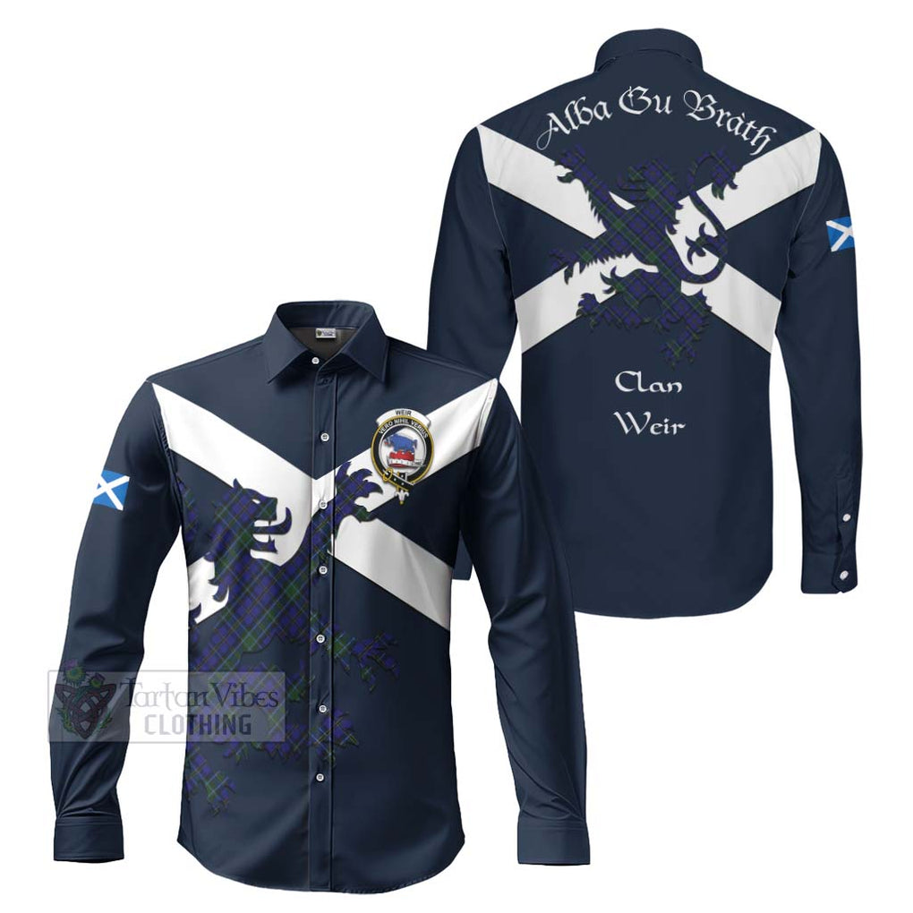 Tartan Vibes Clothing Weir Tartan Lion Rampant Long Sleeve Button Shirt – Proudly Display Your Heritage with Alba Gu Brath and Clan Name