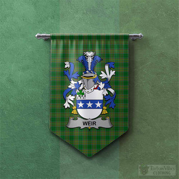 Weir Irish Clan Tartan Gonfalon, Tartan Banner with Coat of Arms