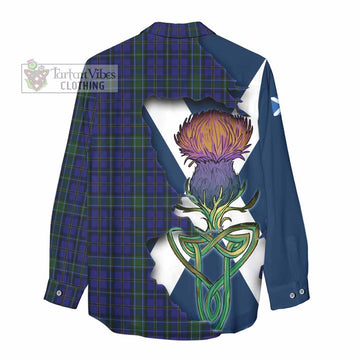 Tartan Vibes Clothing Weir Tartan Family Crest Women's Casual Shirt Scottish Thistle Celtic Inspired