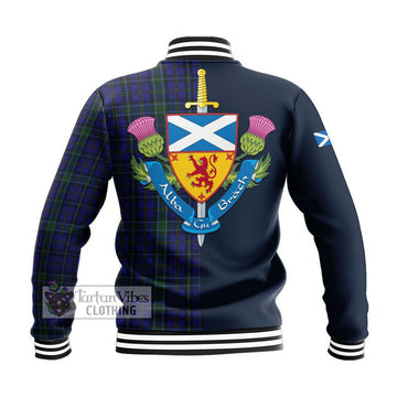 Weir Tartan Baseball Jacket Alba with Scottish Lion Royal Arm Half Style
