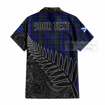 Weir Crest Tartan Hawaiian Shirt with New Zealand Silver Fern Half Style