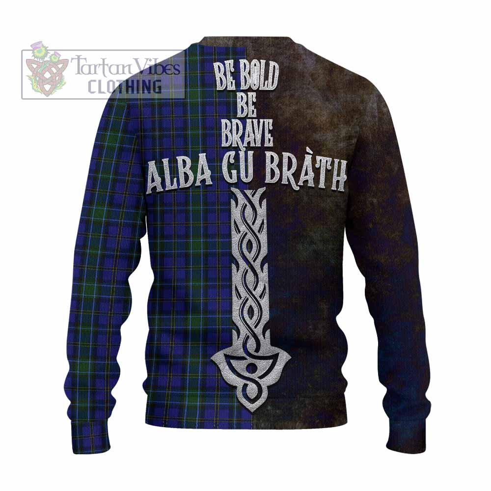 Tartan Vibes Clothing Weir Tartan Family Crest Knitted Sweater Alba Gu Brath Be Brave Lion Ancient Style