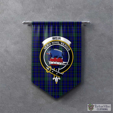 Weir Tartan Gonfalon, Tartan Banner with Family Crest