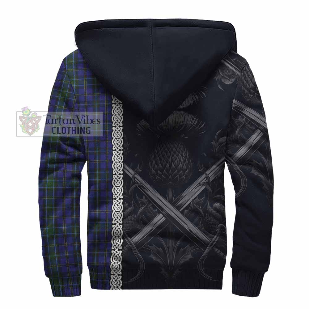 Tartan Vibes Clothing Weir Tartan Sherpa Hoodie with Family Crest Cross Sword Thistle Celtic Vibes