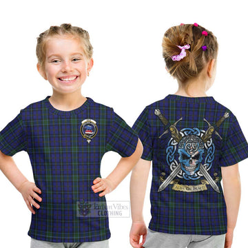 Tartan Vibes Clothing Weir Tartan Kid T-Shirt with Family Crest Celtic Skull Style