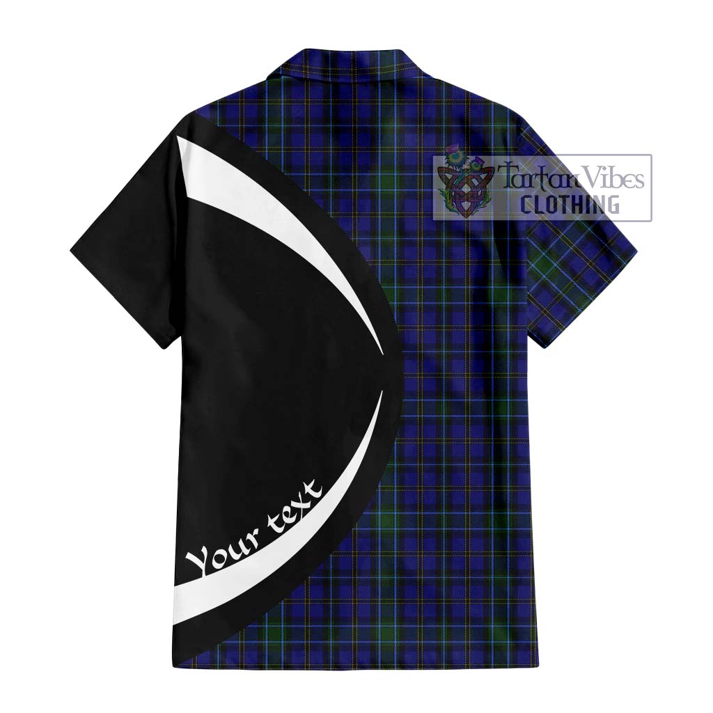 Weir Tartan Short Sleeve Button Up with Family Crest Circle Style - Tartan Vibes Clothing