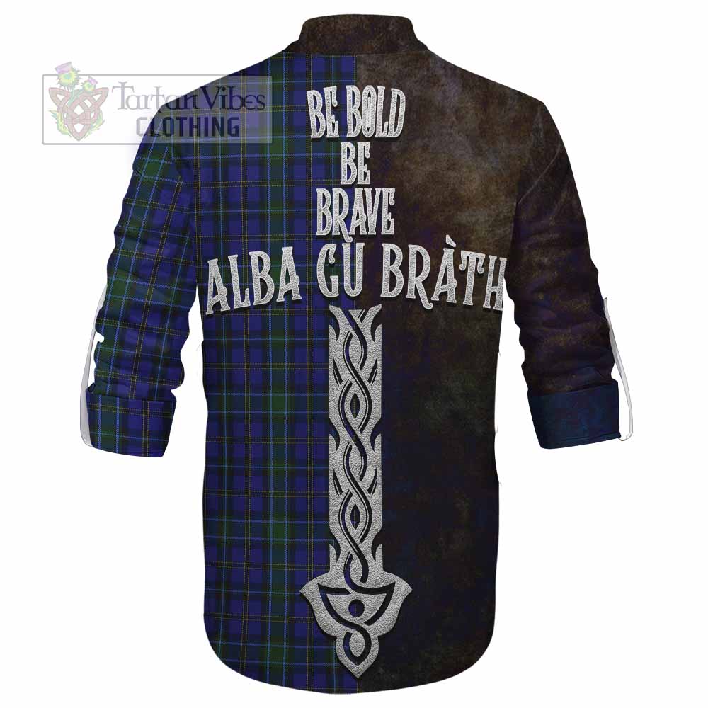 Tartan Vibes Clothing Weir Tartan Family Crest Ghillie Kilt Shirt Alba Gu Brath Be Brave Lion Ancient Style