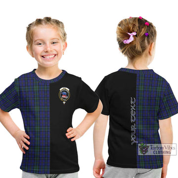 Weir Tartan Kid T-Shirt with Family Crest and Half Of Me Style - Tartanvibesclothing Shop