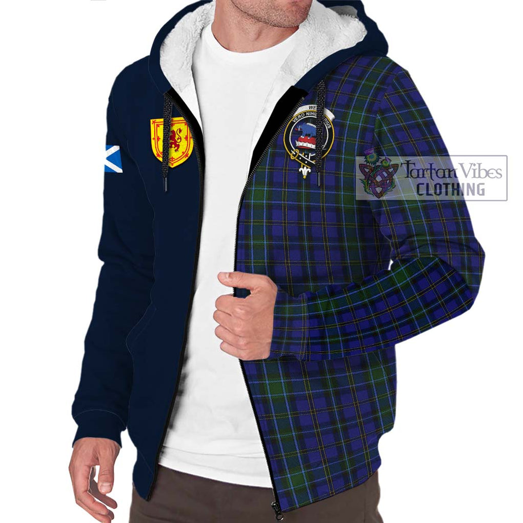 Tartan Vibes Clothing Weir Tartan Sherpa Hoodie with Scottish Lion Royal Arm Half Style
