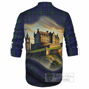 Tartan Vibes Clothing Weir Tartan Family Crest Ghillie Kilt Shirt with Scottish Ancient Castle Style