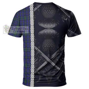 Tartan Vibes Clothing Weir Tartan T-Shirt with Family Crest Cross Sword Thistle Celtic Vibes
