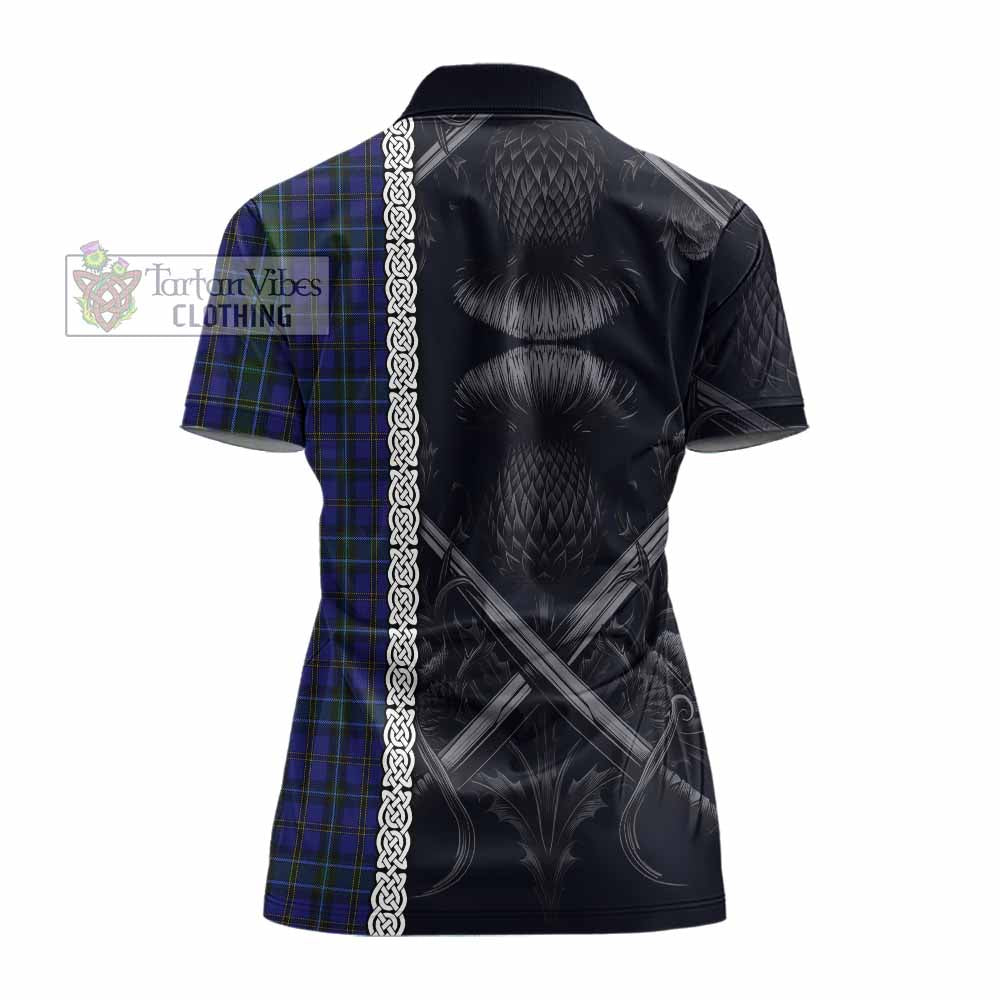 Tartan Vibes Clothing Weir Tartan Women's Polo Shirt with Family Crest Cross Sword Thistle Celtic Vibes