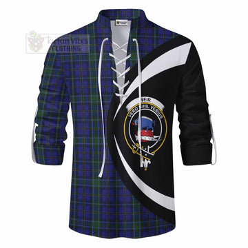 Tartan Vibes Clothing Weir Tartan Ghillie Kilt Shirt with Family Crest Circle Style