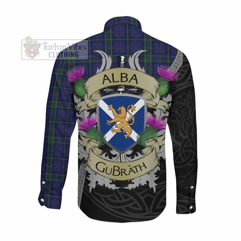 Tartan Vibes Clothing Weir Tartan Family Crest Long Sleeve Button Shirt Lion Rampant Royal Thistle Shield Celtic Inspired