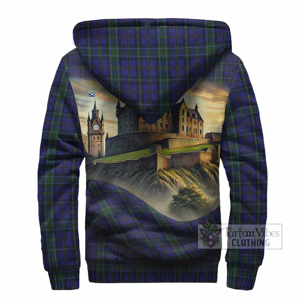 Tartan Vibes Clothing Weir Tartan Family Crest Sherpa Hoodie with Scottish Ancient Castle Style