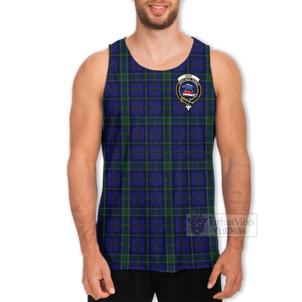 Tartan Vibes Clothing Weir Tartan Men's Tank Top with Family Crest Celtic Skull Style