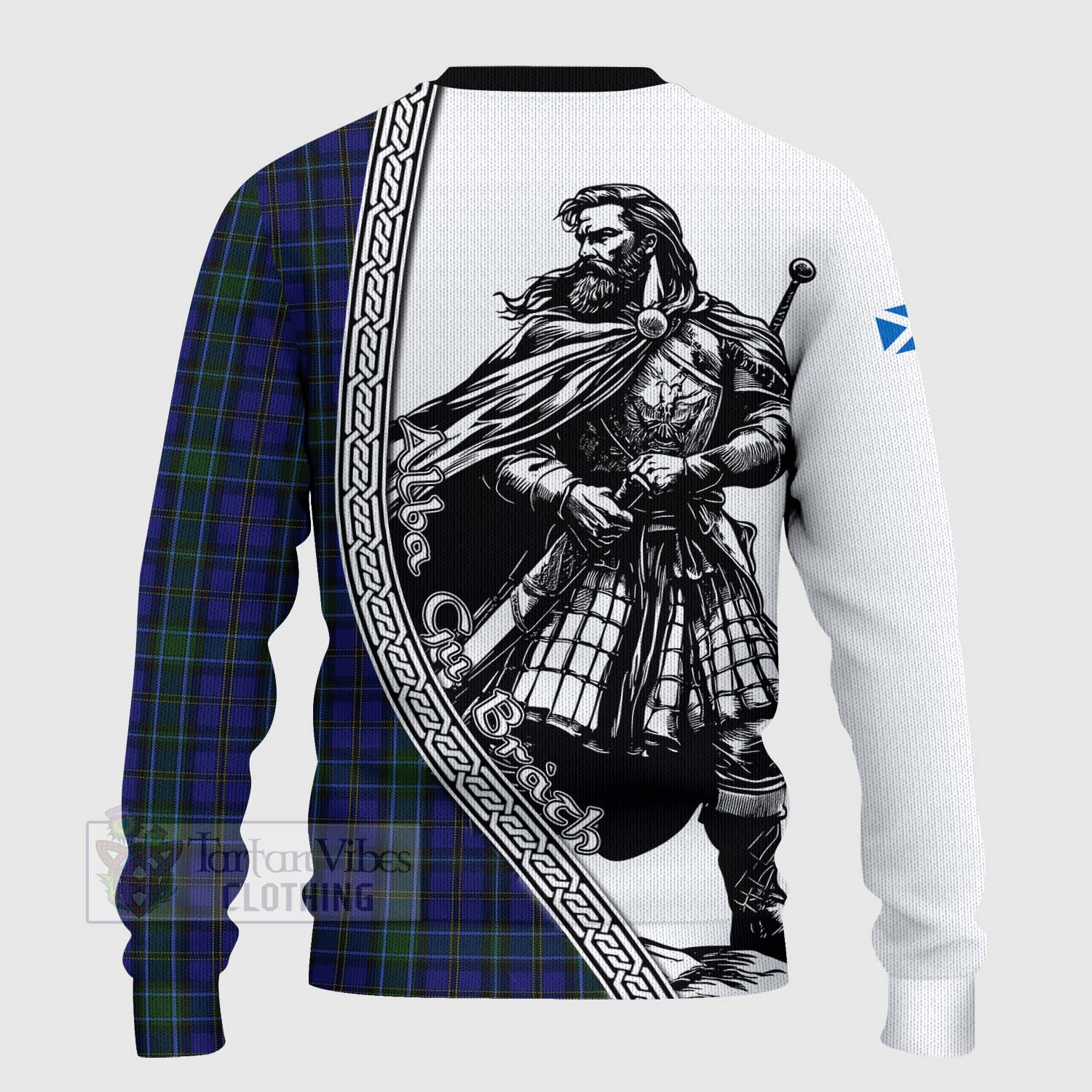 Tartan Vibes Clothing Weir Tartan Clan Crest Knitted Sweater with Highlander Warrior Celtic Style
