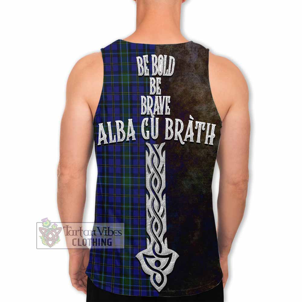 Tartan Vibes Clothing Weir Tartan Family Crest Men's Tank Top Alba Gu Brath Be Brave Lion Ancient Style
