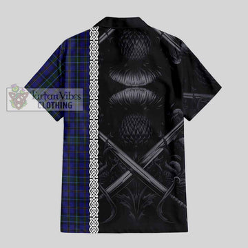 Weir Tartan Hawaiian Shirt with Family Crest Cross Sword Thistle Celtic Vibes