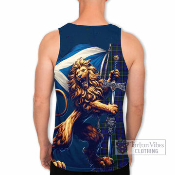 Tartan Vibes Clothing Weir Tartan Family Crest Men's Tank Top with Scottish Majestic Lion