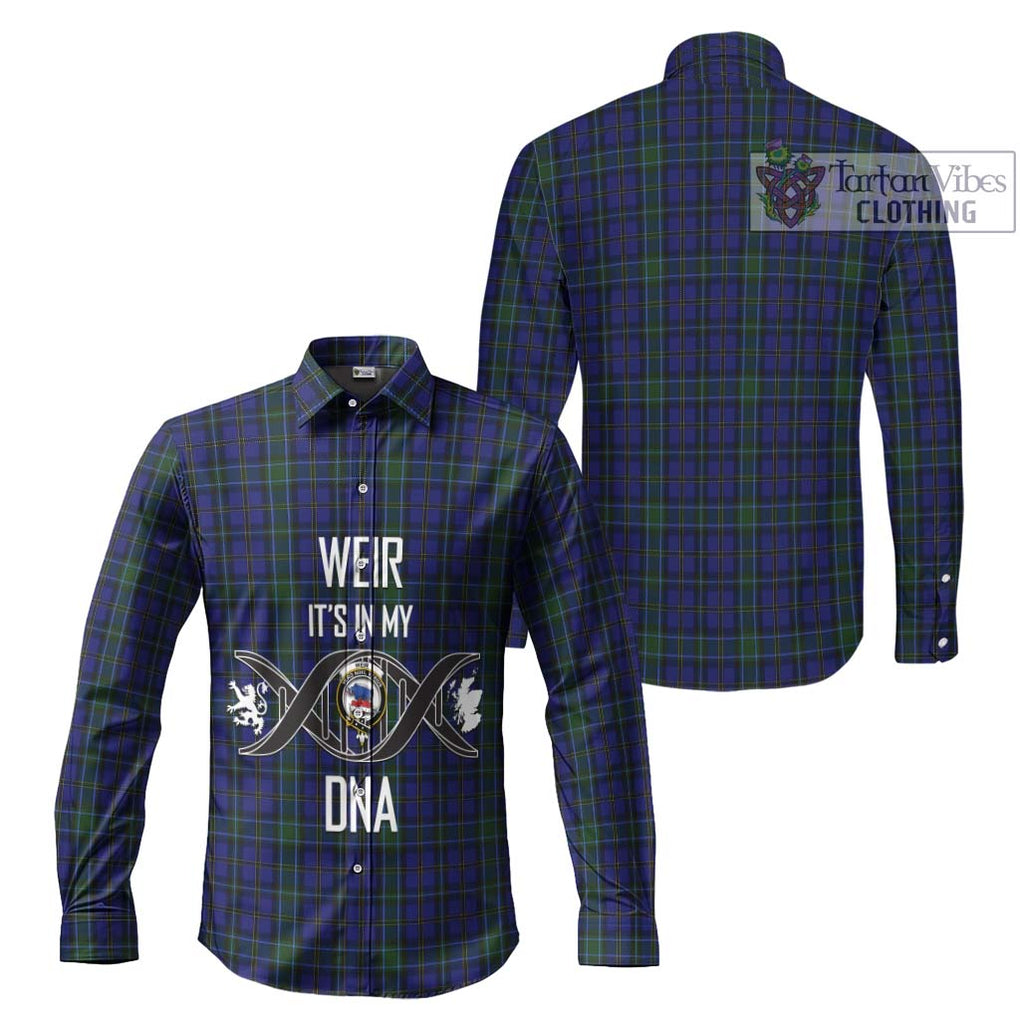 Weir Tartan Long Sleeve Button Shirt with Family Crest DNA In Me Style Men's Shirt - Tartanvibesclothing Shop