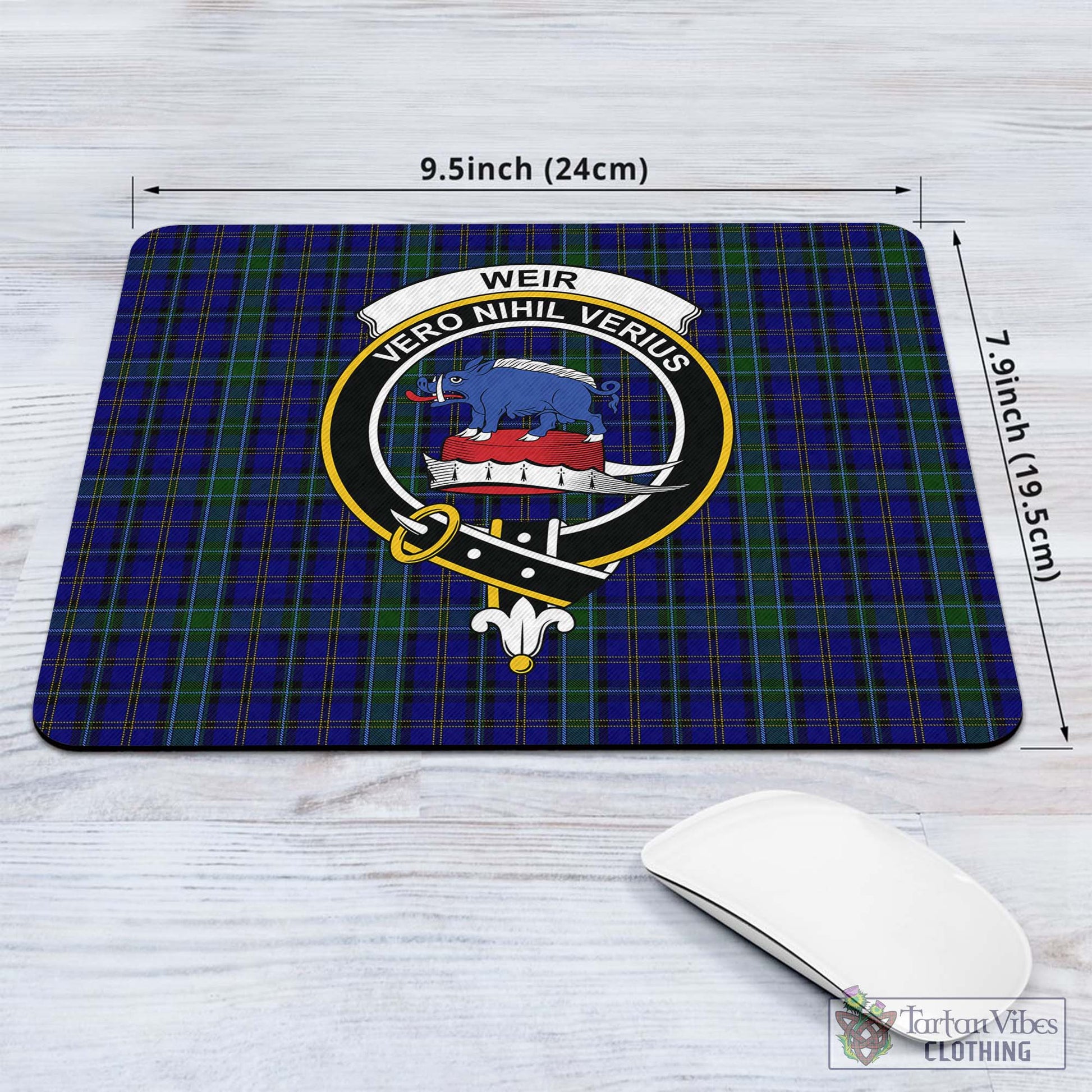 Tartan Vibes Clothing Weir Tartan Mouse Pad with Family Crest