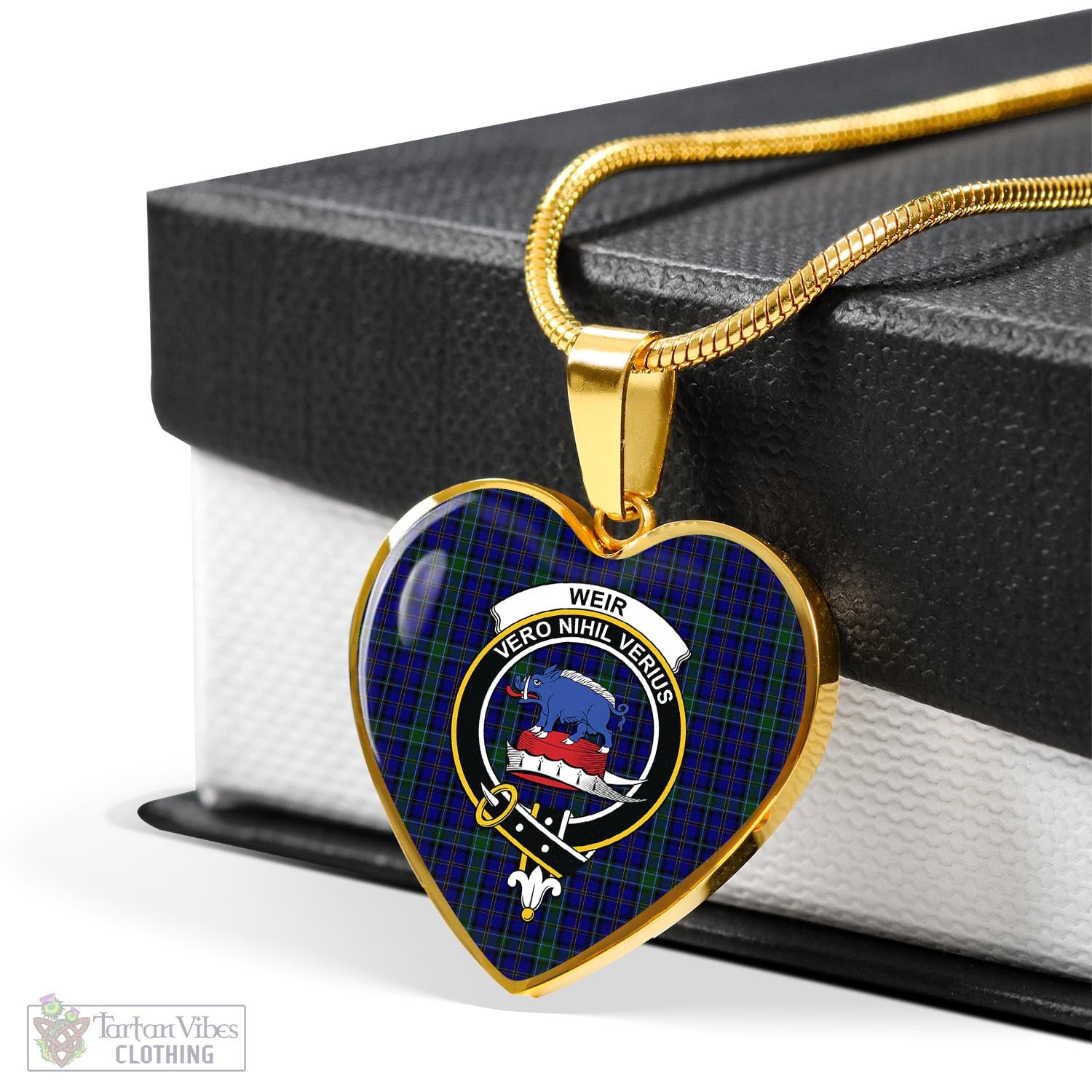 Tartan Vibes Clothing Weir Tartan Heart Necklace with Family Crest