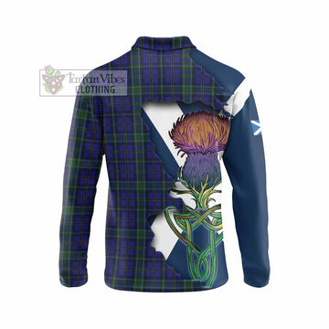 Tartan Vibes Clothing Weir Tartan Family Crest Long Sleeve Polo Shirt Scottish Thistle Celtic Inspired