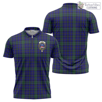 Weir Tartan Zipper Polo Shirt with Family Crest