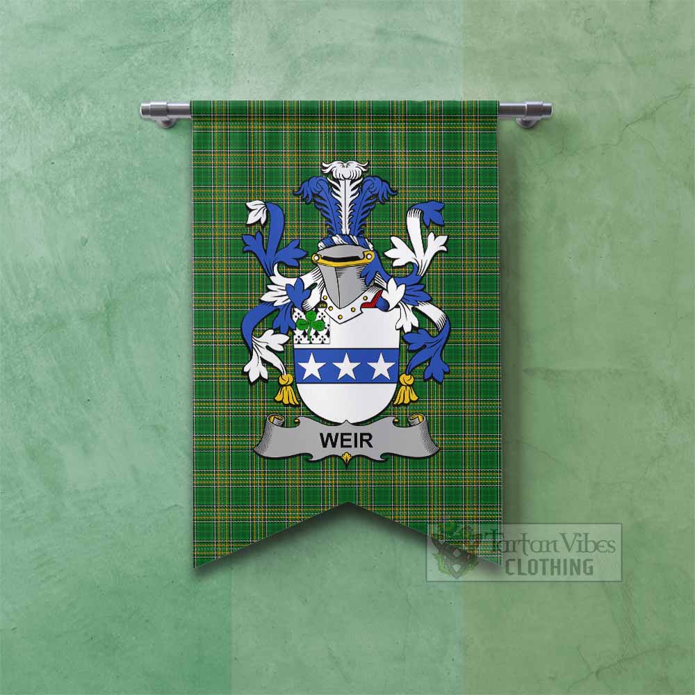 Tartan Vibes Clothing Weir Irish Clan Tartan Gonfalon, Tartan Banner with Coat of Arms