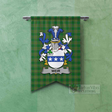 Weir Irish Clan Tartan Gonfalon, Tartan Banner with Coat of Arms