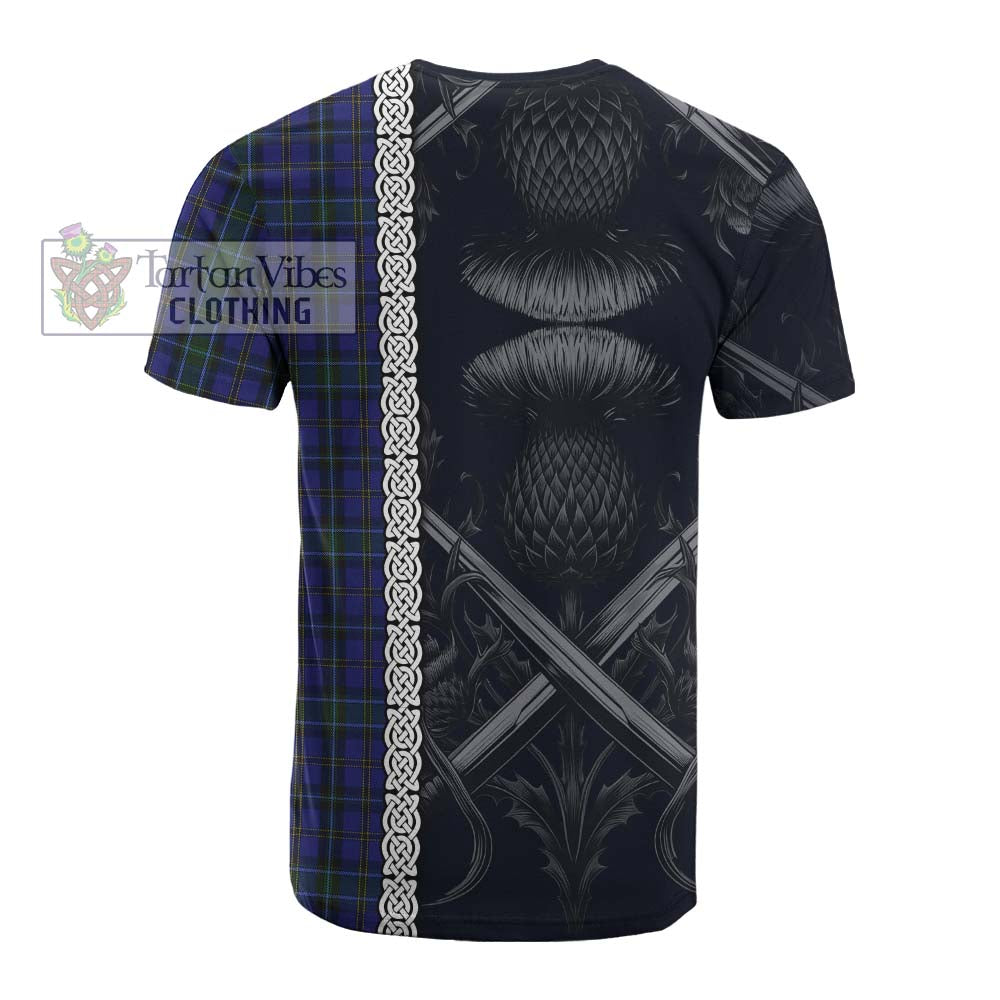 Tartan Vibes Clothing Weir Tartan Cotton T-shirt with Family Crest Cross Sword Thistle Celtic Vibes