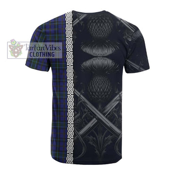Tartan Vibes Clothing Weir Tartan Cotton T-shirt with Family Crest Cross Sword Thistle Celtic Vibes