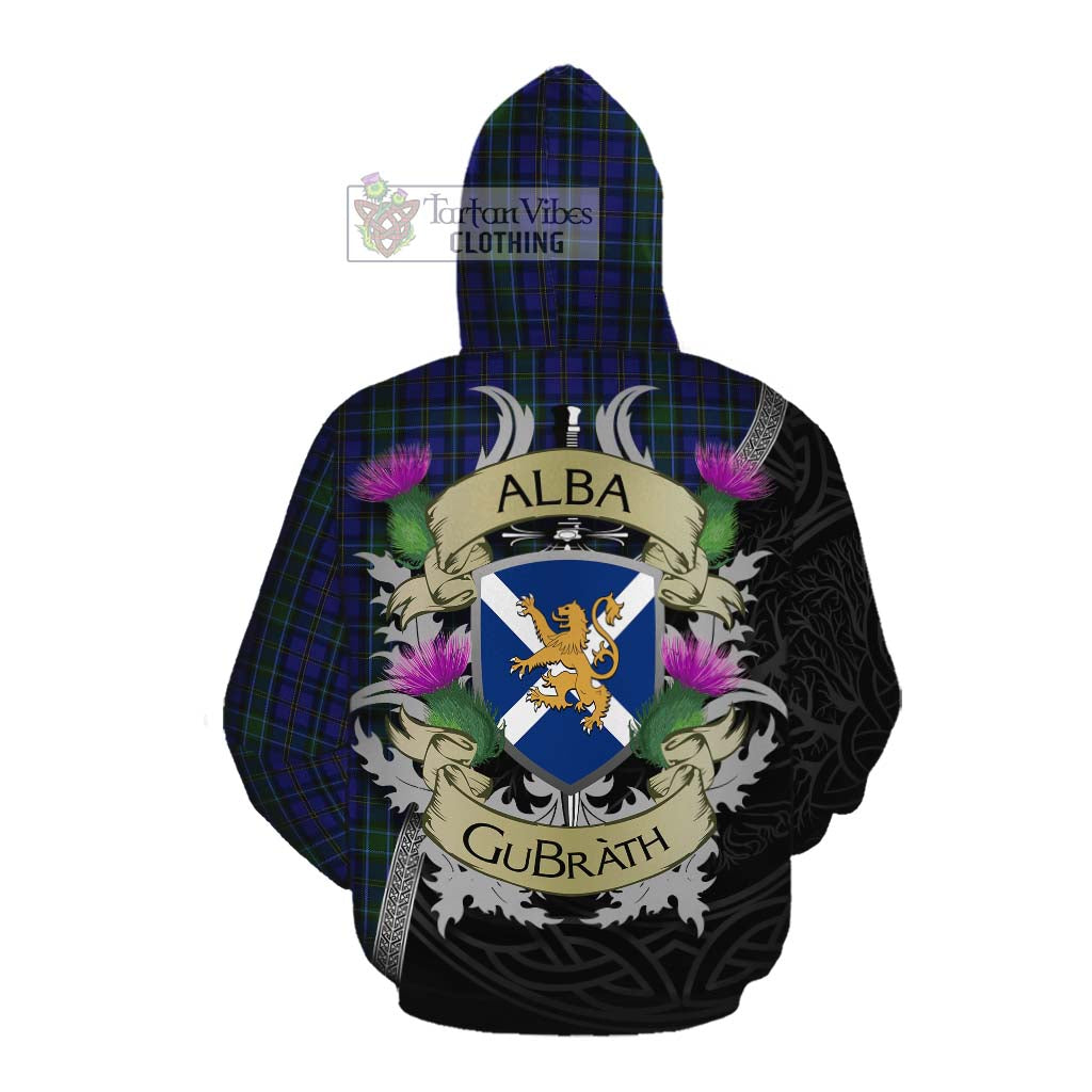 Tartan Vibes Clothing Weir Tartan Family Crest Cotton Hoodie Lion Rampant Royal Thistle Shield Celtic Inspired