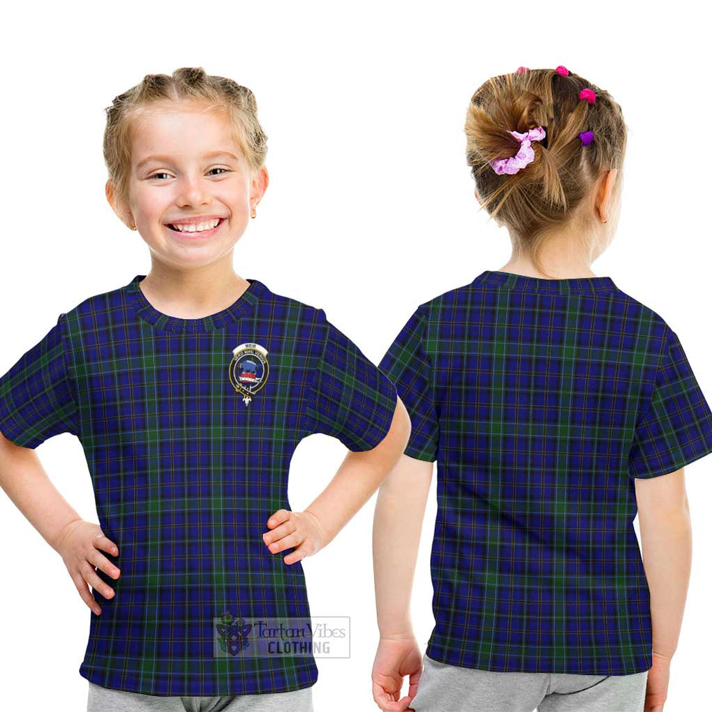 Weir Tartan Kid T-Shirt with Family Crest - Tartanvibesclothing Shop