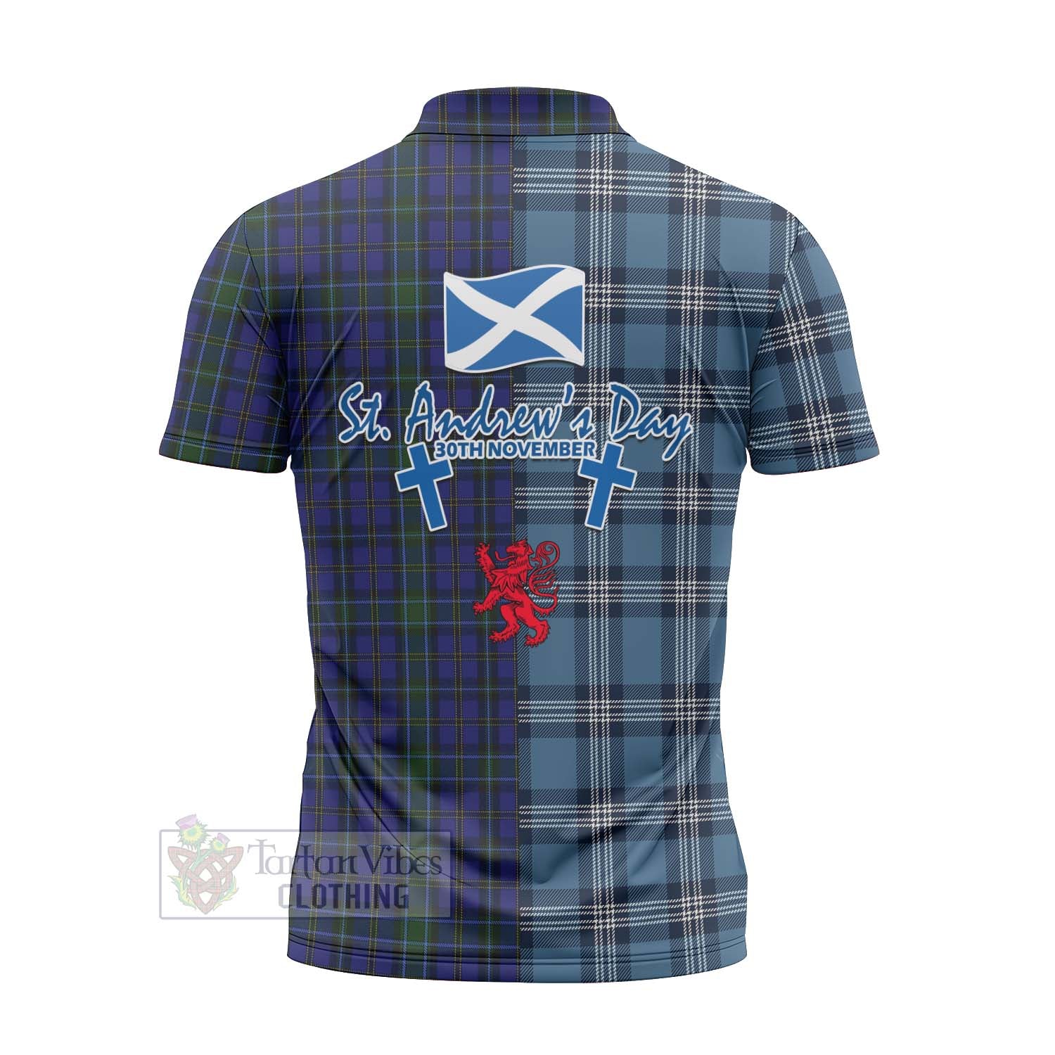 Tartan Vibes Clothing Weir Tartan Zipper Polo Shirt Happy St. Andrew's Day Half Tartan Style