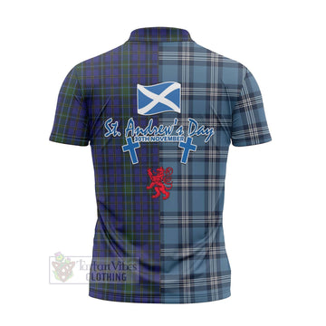 Tartan Vibes Clothing Weir Tartan Zipper Polo Shirt Happy St. Andrew's Day Half Tartan Style