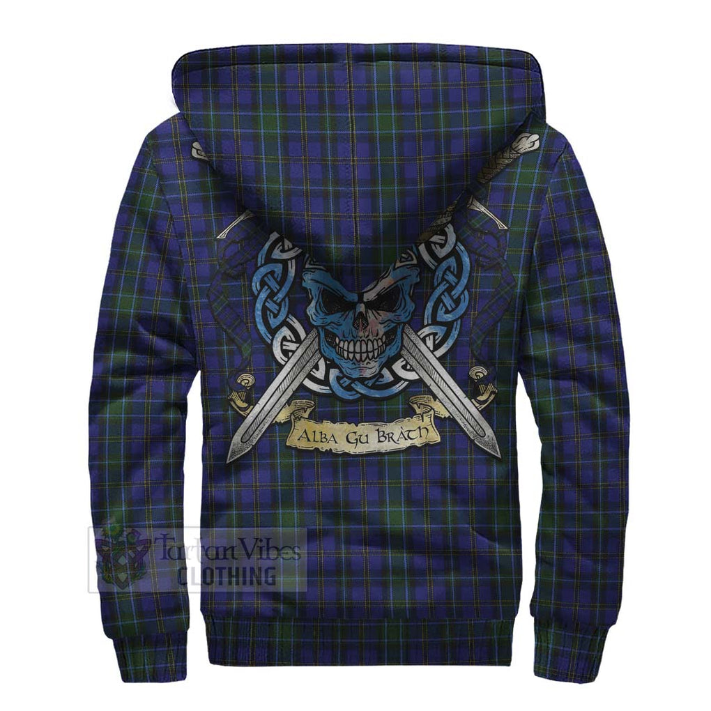 Tartan Vibes Clothing Weir Tartan Sherpa Hoodie with Family Crest Celtic Skull Style