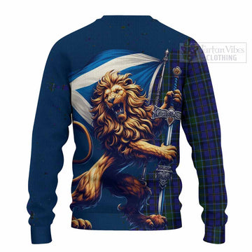 Tartan Vibes Clothing Weir Tartan Family Crest Knitted Sweater with Scottish Majestic Lion