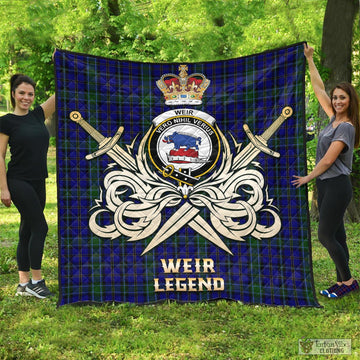 Weir Tartan Quilt with Clan Crest and the Golden Sword of Courageous Legacy