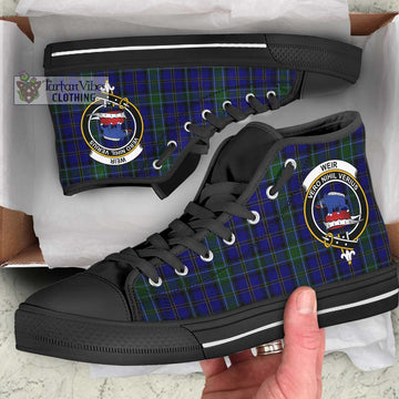 Tartan Vibes Clothing Weir Tartan High Top Shoes with Family Crest